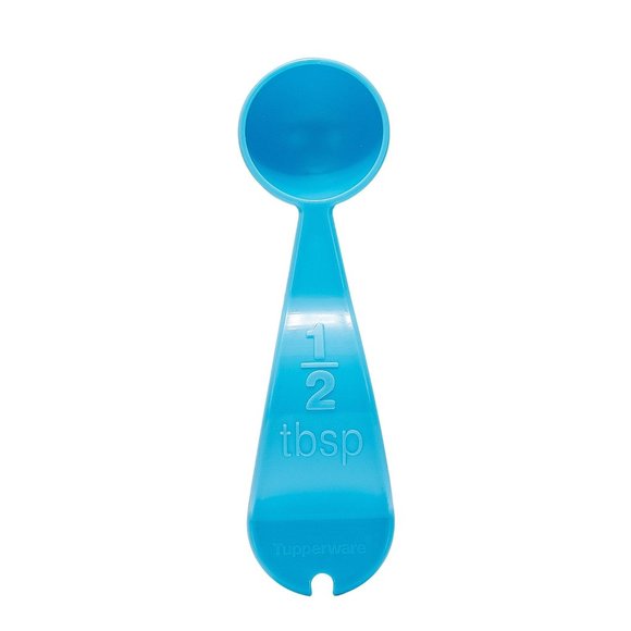 Tupperware 1/2 TBSP Measuring Spoon Aqua Blue Embossed Curved 6142 Replacement - Picture 1 of 3